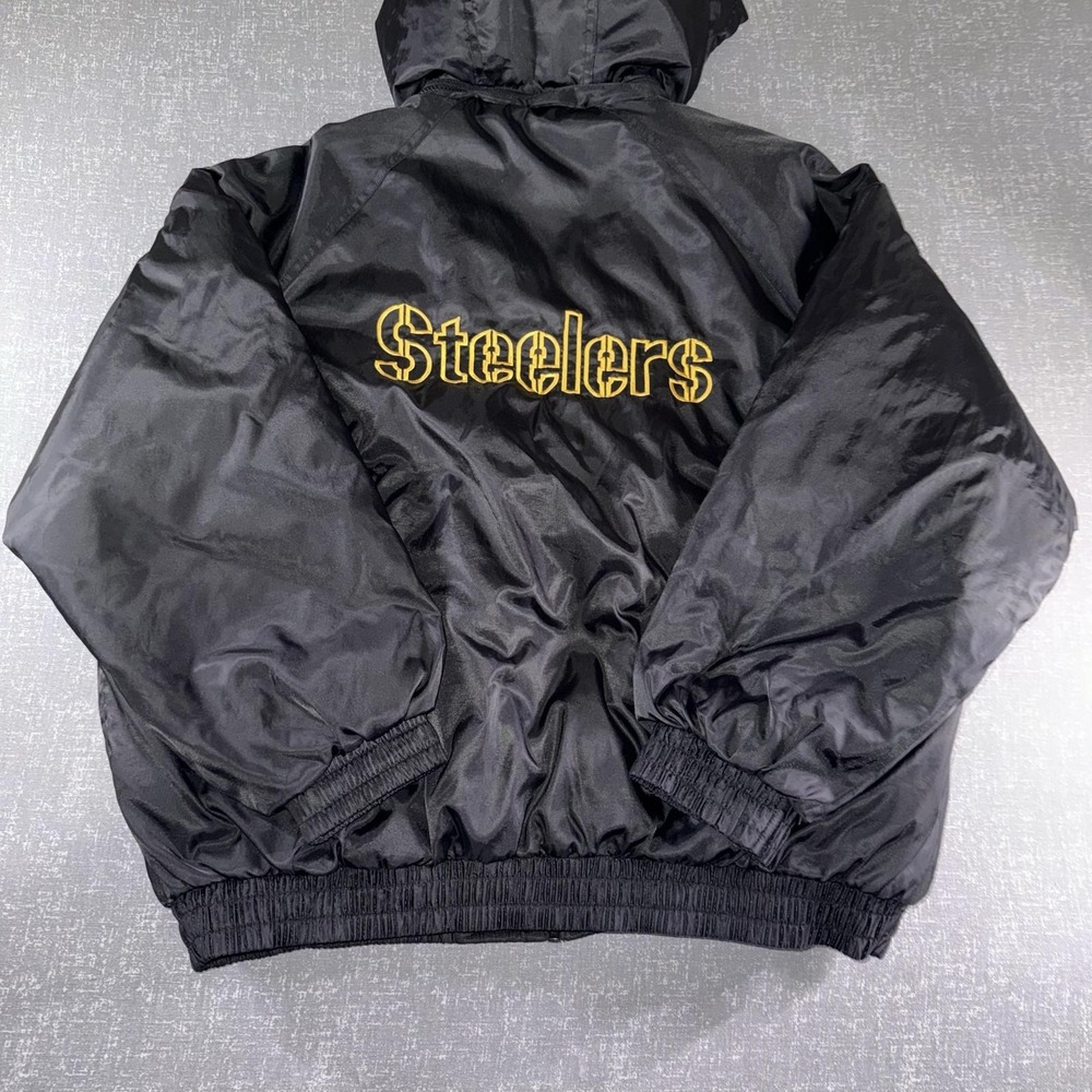 Pittsburgh Steelers Jacket Mens XL Black NFL Football Hooded Coat Official Fan